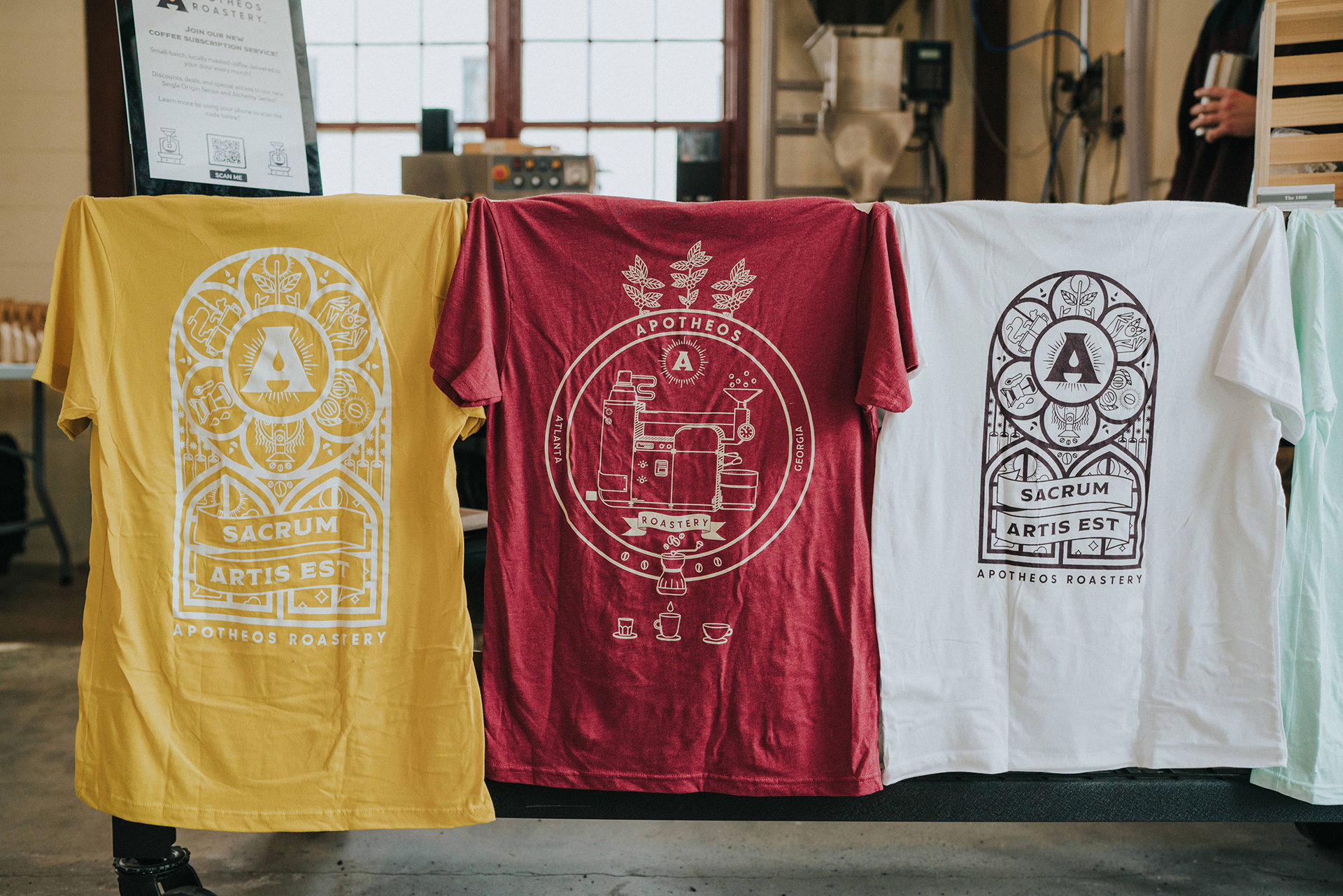 Apotheos Coffee Roastery branding apparel merchandise design