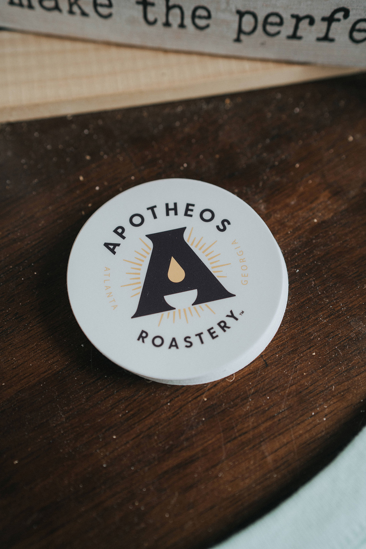 Apotheos Coffee Roastery branding sticker design